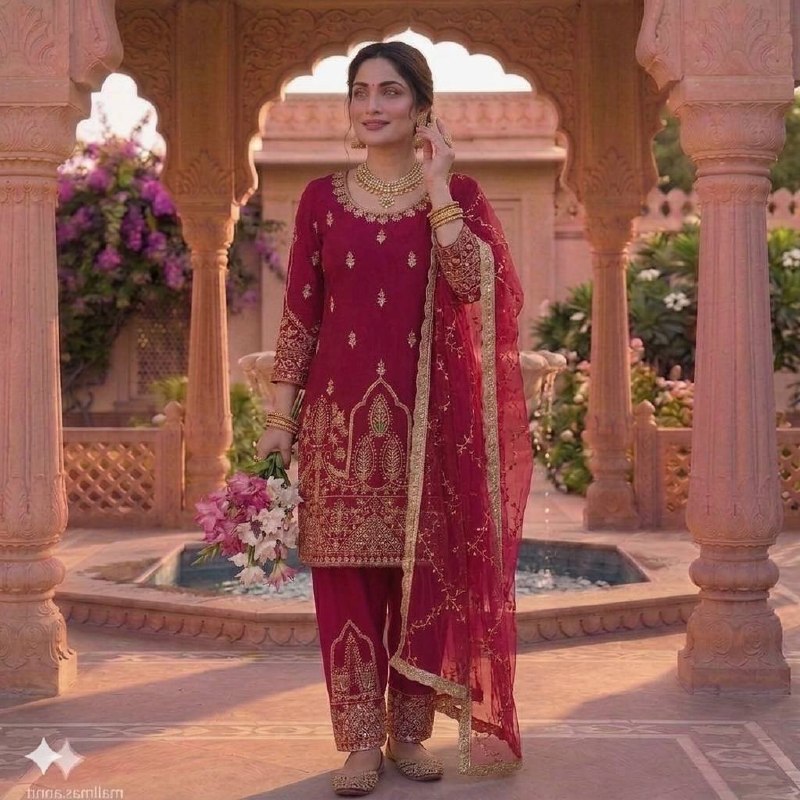 The Sovereign Magenta Zari-Embroidered Ensemble